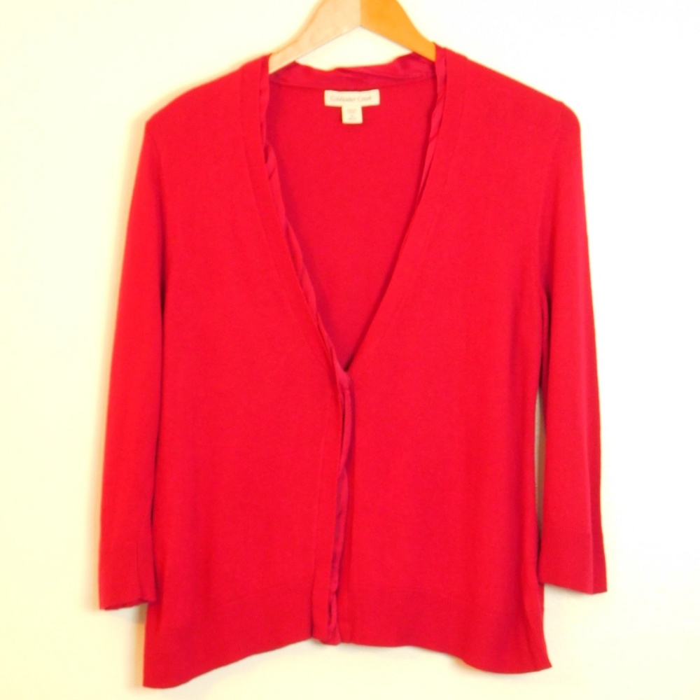 Coldwater Creek Red‎ 3/4 Sleeve Cardigan Sweater M